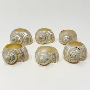 Antique Mother of Pearl Conch Shell Napkin Rings Set of 6 Coastal Decor